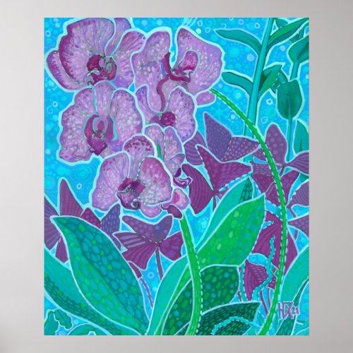 Window Garden Orchid Flowers Floral Art Painting Poster