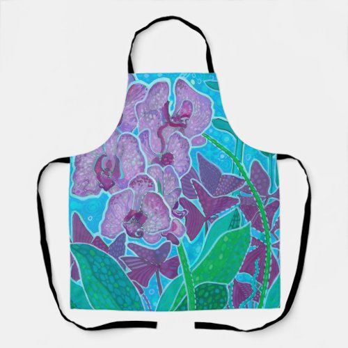 Window Garden Orchid Flowers Floral Botanical Art Apron