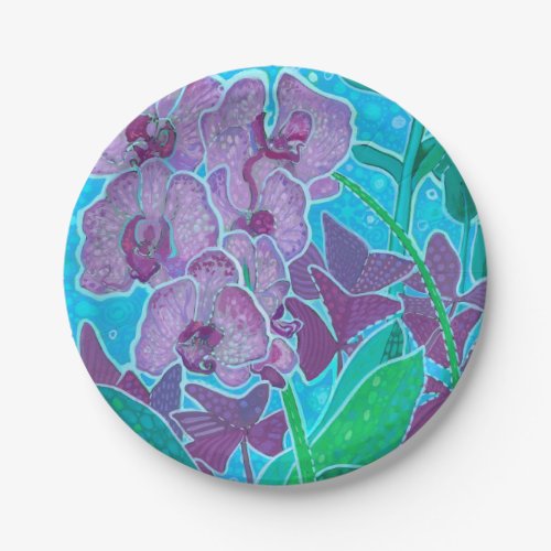 Window Garden Orchid Flowers Floral Botanical Art Paper Plates