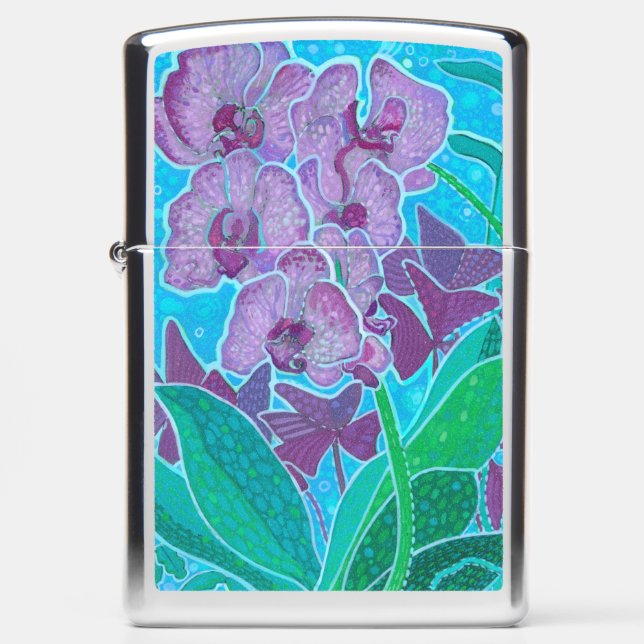 Window Garden Orchid Flowers Floral Botanical Art  Zippo Lighter (Front)