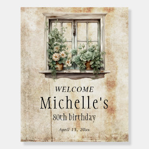 Window Garden Succulents Rustic 80th Birthday Foam Board