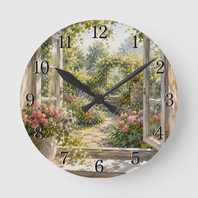 Window & Garden Wall Clock — Charming Nature Desig (Front)