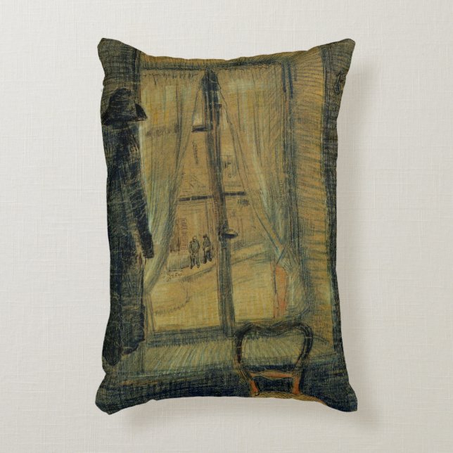 Window in Bataille Restaurant by Vincent van Gogh Accent Pillow (Front(Vertical))