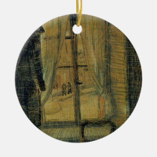 Window in Bataille Restaurant by Vincent van Gogh Ceramic Ornament (Front)
