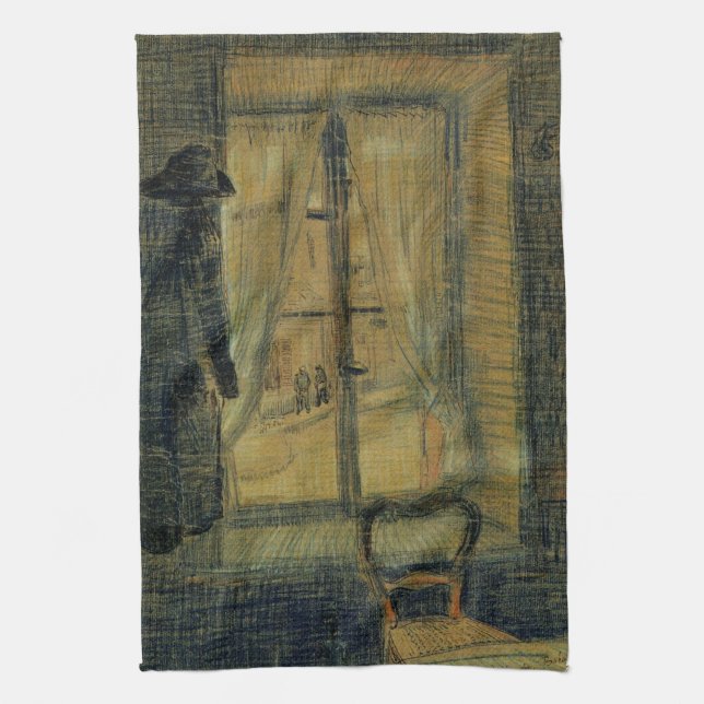 Window in Bataille Restaurant by Vincent van Gogh Towel (Vertical)