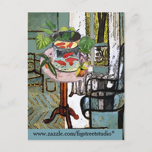 Window in Green with Gold Fish Postcard