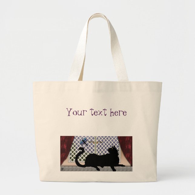 window kitty large tote bag (Front)