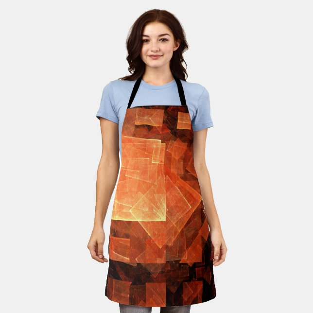 Window Light Modern Geometric Squares Abstract Art Apron (Worn)