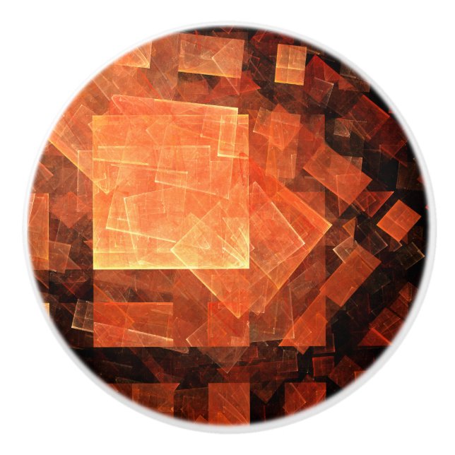 Window Light Modern Geometric Squares Abstract Art Ceramic Knob (Front)