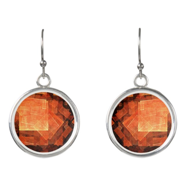 Window Light Modern Geometric Squares Abstract Art Earrings (Front)