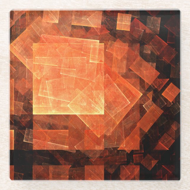 Window Light Modern Geometric Squares Abstract Art Glass Coaster (Front)