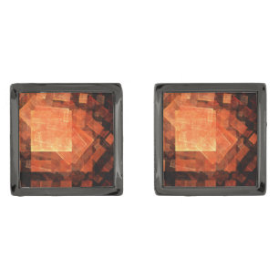 Window Light Modern Geometric Squares Abstract Art Gunmetal Finish Cufflinks