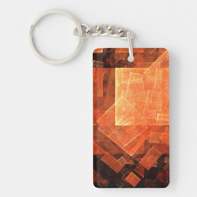 Window Light Modern Geometric Squares Abstract Art Keychain (Front)