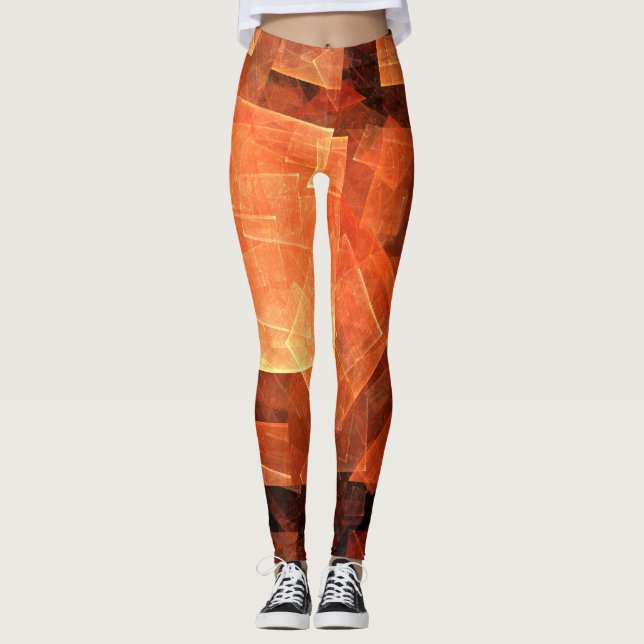 Window Light Modern Geometric Squares Abstract Art Leggings (Front)