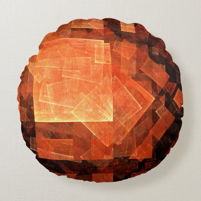 Window Light Modern Geometric Squares Abstract Art Round Pillow (Front)