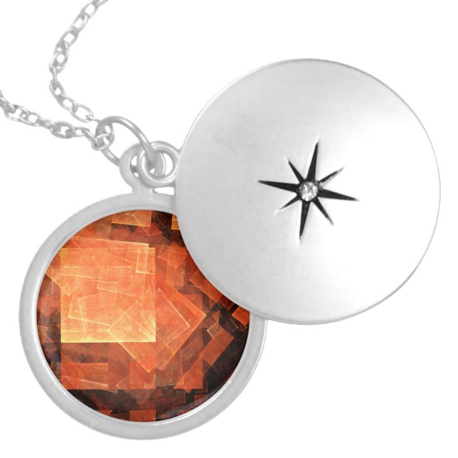 Window Light Modern Geometric Squares Abstract Art Silver Plated Necklace (Front)