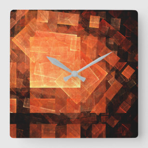 Window Light Modern Geometric Squares Abstract Art Square Wall Clock