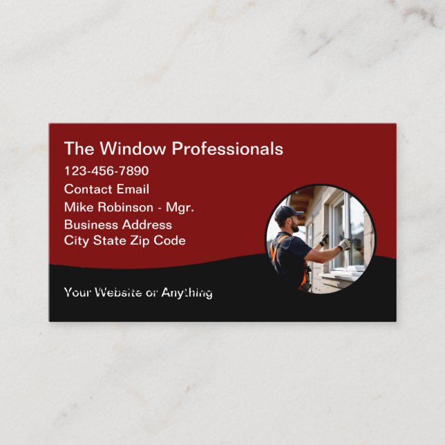 Window Manufacturing And Installation Business Card (Front)