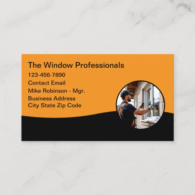 Window Manufacturing And Installation Business Card (Front)
