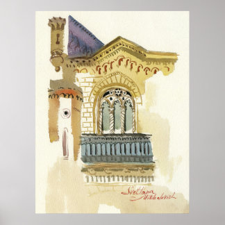 Window of Odesa Philharmonic Theater Poster