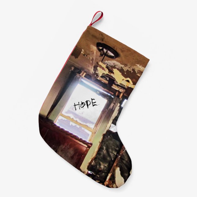 Window of Poverty Small Christmas Stocking (Front (Hanging))
