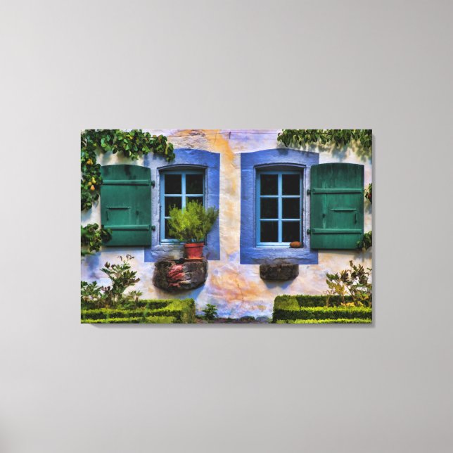 Window on Switzerland - Old European Farmhouse Canvas Print (Front)