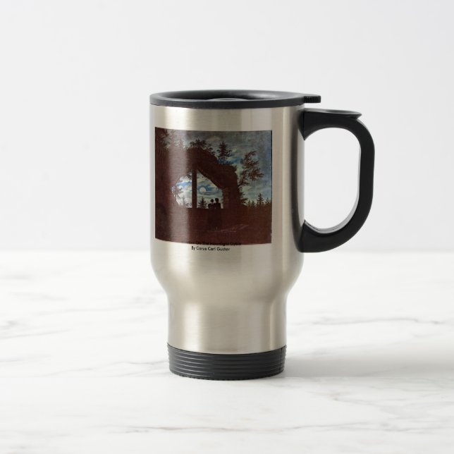 Window On The Moonlight Oybin By Carus Carl Gustav Travel Mug (Right)