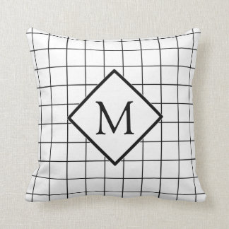 Window Pane Check Pattern Monogram Pillow