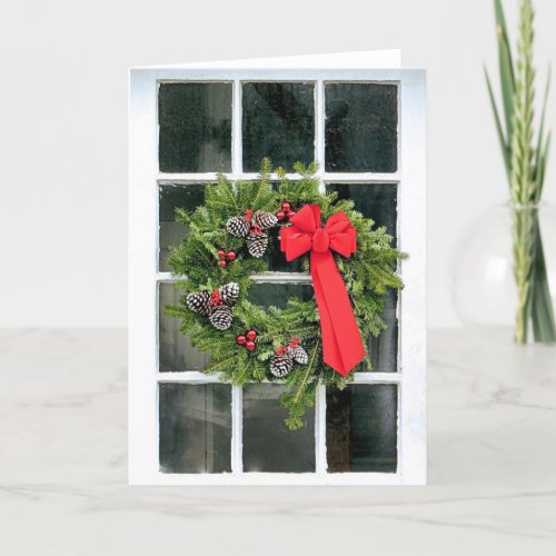 Window Panes _ Christmas Wreath Holiday Card