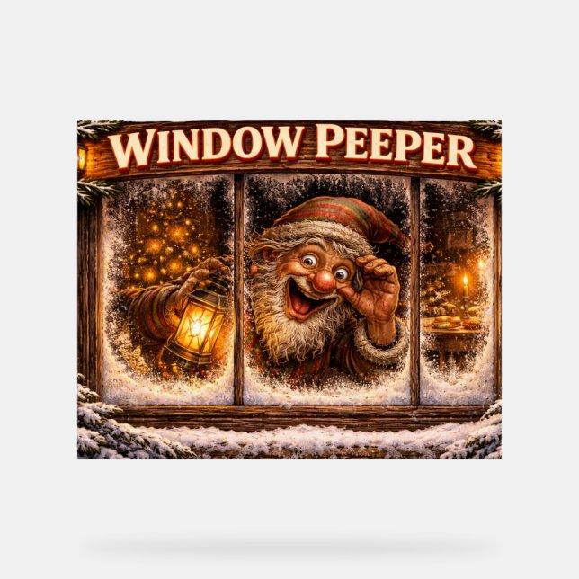 Window Peeper Icelandic Yule Lad art Acrylic Sign (Front)