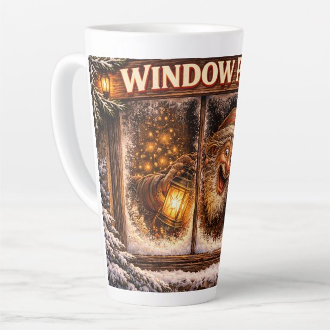 Window Peeper Icelandic Yule Lad  Latte Mug (Left Angle)