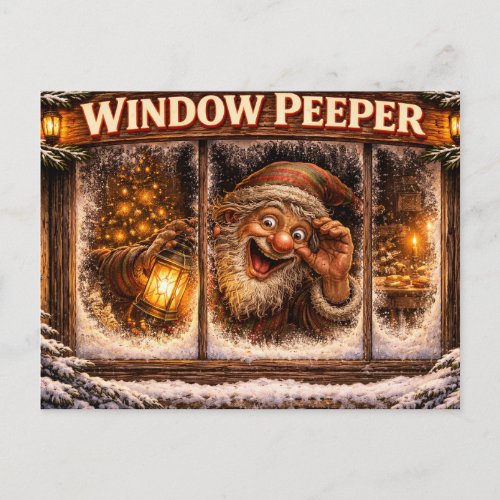 Window Peeper Icelandic Yule Lad Postcard