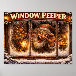Window Peeper Icelandic Yule Lad Poster