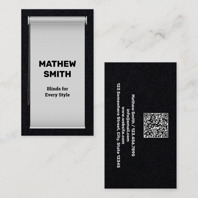 Window Roller Blinds QR Business Card (Front/Back)