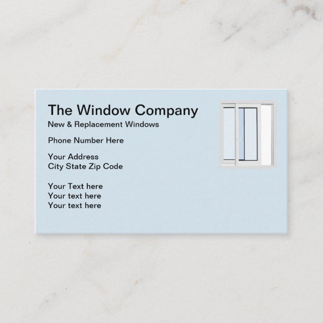 Window Sales And Replacement Services Business Card (Front)