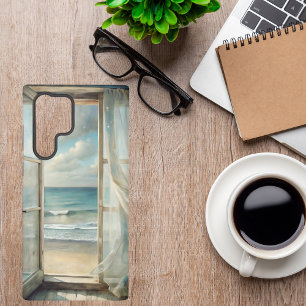 Window to an Ocean Breeze Watercolor Coastal Samsung Galaxy S22 Ultra Case