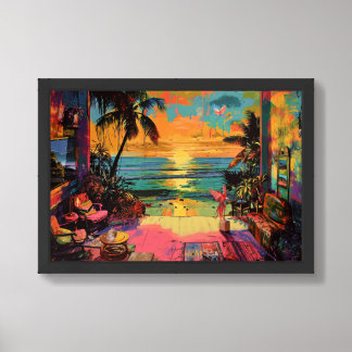 Window to Paradise – Beachside Pop Art Framed Art