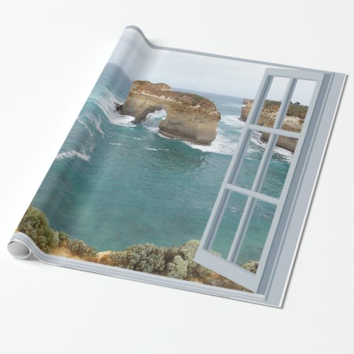 Window View Ocean Wrapping Wrapping Paper