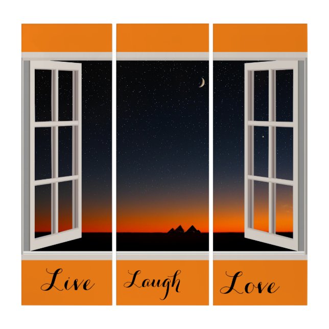 Window View Positive Phrase Triptych Wall Art (Front)
