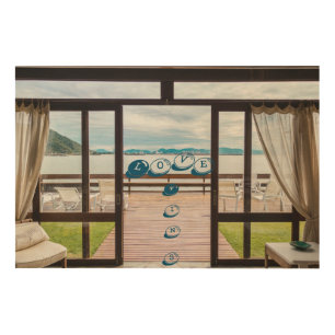 Window View Positive Phrase Wood Wall Art