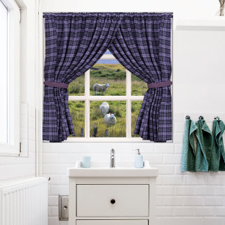 Window View with Sheep and Peaceful Scenery Poster