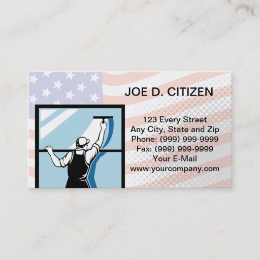 Customizable window washer washing cleaner business card