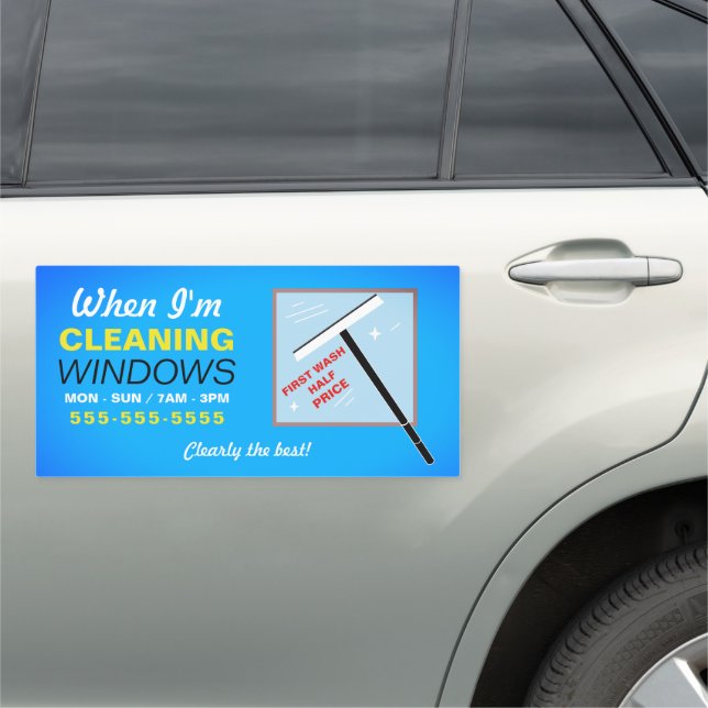 Window Washer, Window Cleaner, Cleaning Service Car Magnet (In Situ)