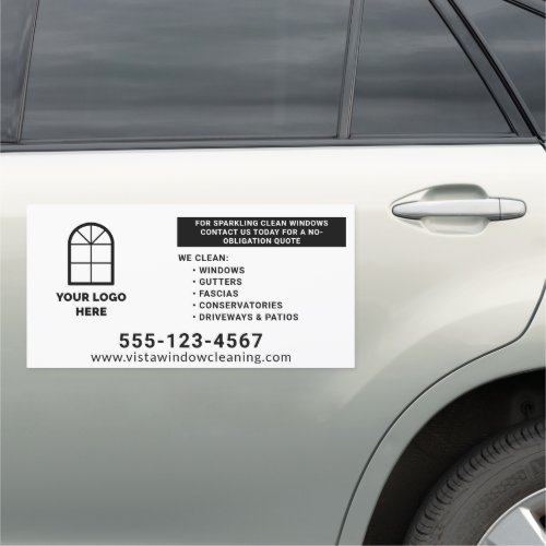 Window Washing Add Your Logo Black Text 12x24 Car Magnet