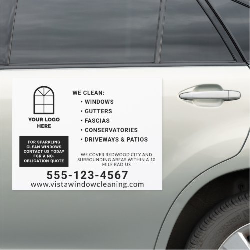 Window Washing Add Your Logo Black Text 18x24 Car Magnet