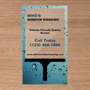 Window Washing and Cleaning Clear Business Cards