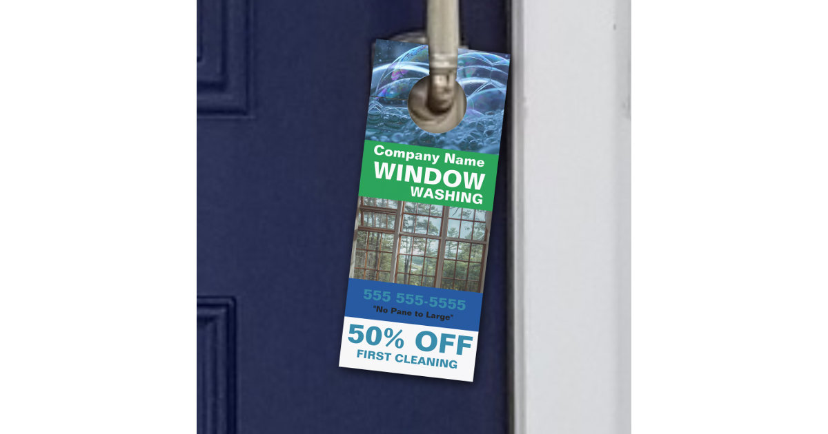 Window Washing Business Door Hanger | Zazzle