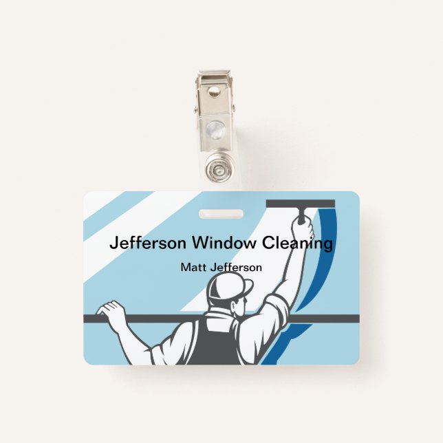 Window Washing Cleaning Staff Name Badges (Back with Clip)