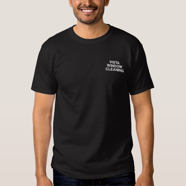 Window Washing Company Name White Stitching Embroidered T-Shirt (Front)