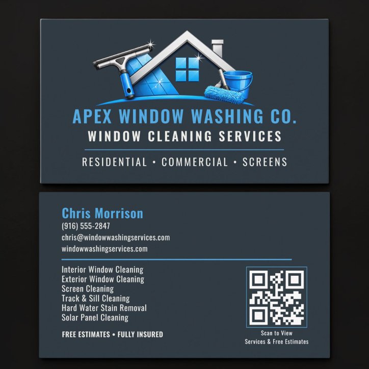 Window Washing QR Code Professional Services Business Card